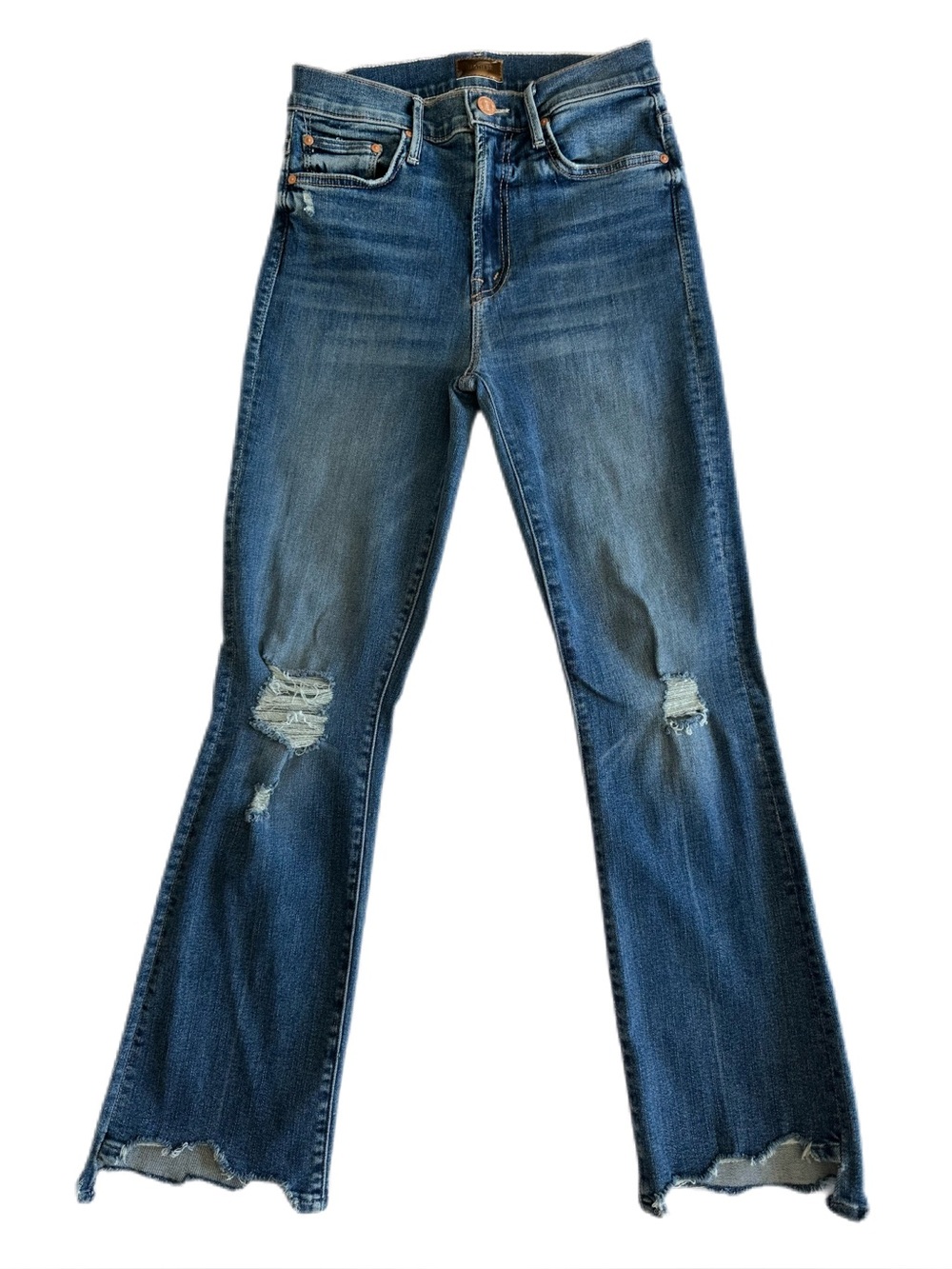 MOTHER The Insider Crop Step Chew Dancing On Coals Distressed Jeans Size 25